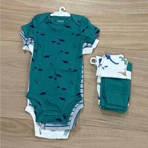 Carter's 3-Piece Onesies With 2-Piece Matching Pants -Size 9 Months
